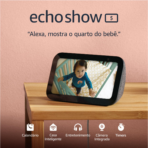Echo Show 5 (3ª geração - 2023) | Smart display com Alexa, graves 2x mais potentes e som mais nítido | Cor Preta - Preto
