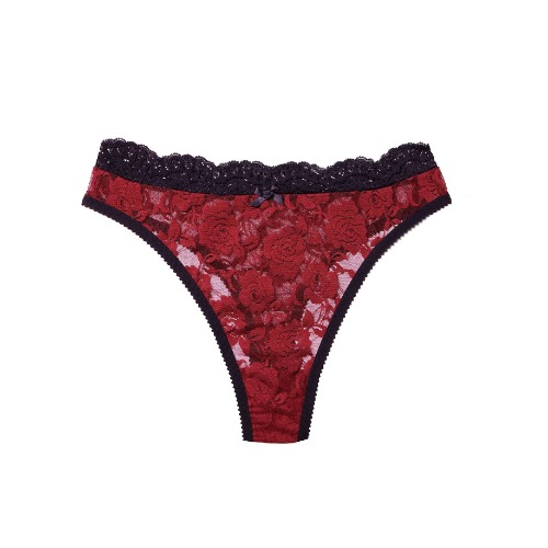 Sabrina Thong Red Lace with Black Trim | Red Resurrection Lace / M