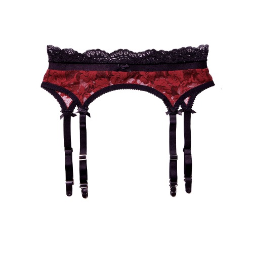 Mina Suspender Red Lace with Black Trim | Red Resurrection Lace / M