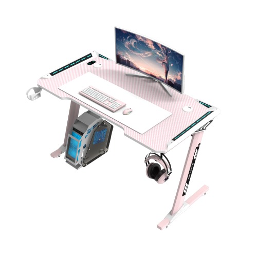 Odyssey8 1.2m Gaming Desk Office Table Desktop with LED light & Effects - Pink | Default Title