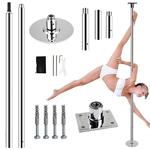 PRIOR FITNESS Barre Pole Dance permanente avec Plateau Fixe Perche de Danse pour la Maison Perche de Danse avec Support Plafond et Accessoires d'extension Plus de sécurité et de stabilité