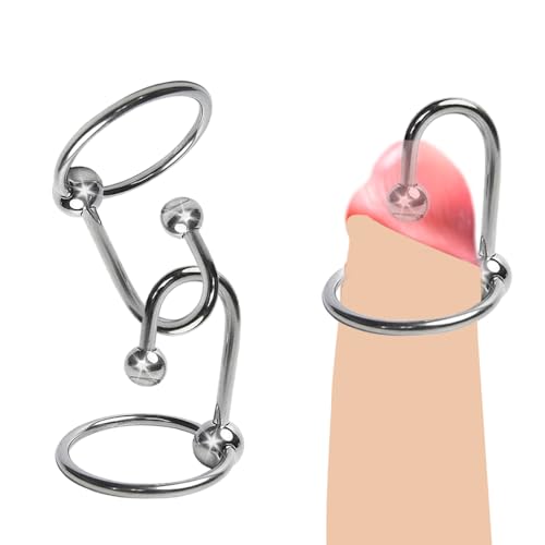 GKLWEJ Plug avec Anneau Pénien en Acier Inoxydable, BDSM Sonde Durètre Stimulateur, Masturbation Masculine pour Débutants et Professionnels Sex Toys (3pièces (paquet de 1))