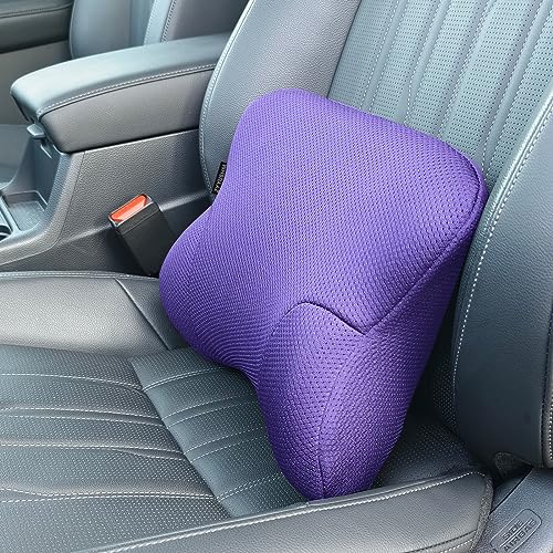 ZYYUSHM Lumbar Support Memory Foam Pillow - Lower Back Pain Relief - Designed for use with car Seats, Office Chairs, Gaming Chairs and recliners (Purple) - Purple