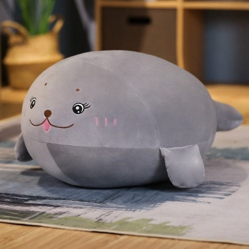 Kawaii Seal Plush - 16″ / 40 cm / Gray