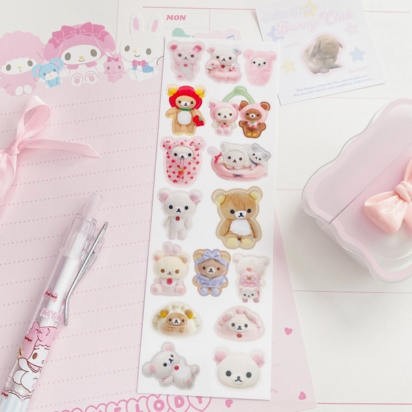 Cute Japanese Bear PNG Sticker Sheet  - Cute Korean Stickers, Korean Stationery, Toploader Stickers, Polco Deco