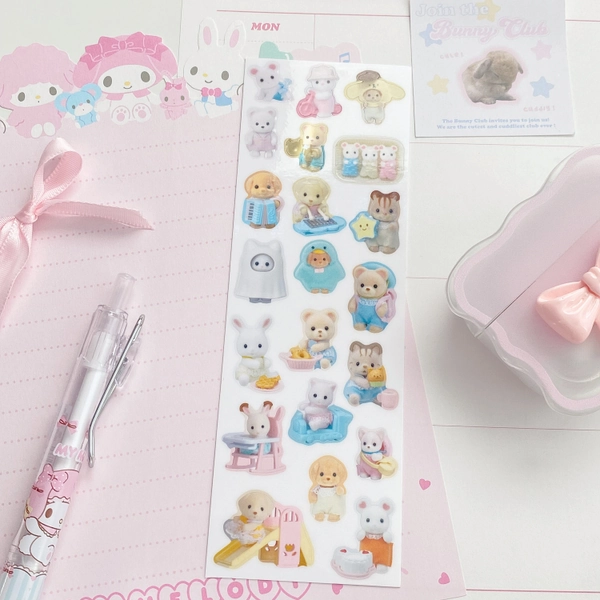 Cute Critters -   Cute PNG Sticker Sheet, Korean Stationery, Deco Stickers