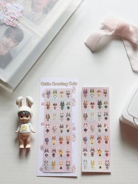 Cutie Crossing Cats Sticker Sheet - Deco Stickers, Cute Kpop Stationery, Penpal Journaling Stickers