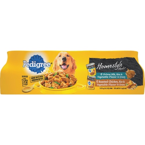 Pedigree Homestyle Meals Prime Rib, Rice, & Vegetable/Roasted Chicken, Rice & Vegetable Variety Wet Dog Food (12-Pack) | Default Title