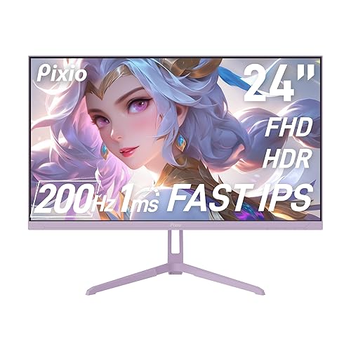 Pixio PX248 Wave Purple 24 inch 200Hz Refresh Rate FHD 1080p Resolution Fast IPS Panel 1ms GTG Response Time Purple Gaming Monitor with Adaptive Sync - 24 inch - [PURPLE] 24 inch 1080p 200Hz
