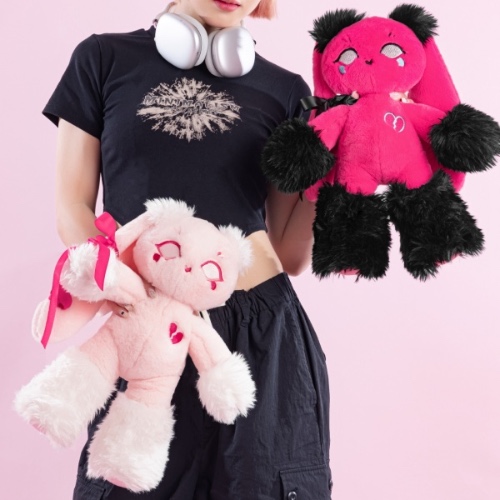 Rose Pink/Light Pink Kawaii Ribbon Rabbit 43cm Plush Doll