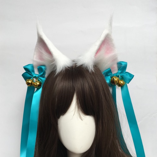 Soul Snatch | Handcrafted Poseable Ribboned Fox Ear Headband - White (12CM)
