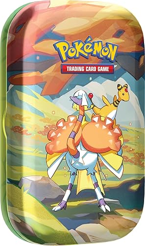 Pokémon TCG: Vibrant Paldea Mini Tin – Espathra & Ampharos (2 Booster Packs, 1 Sticker Sheet)