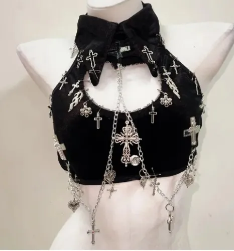 2k accessories harajuku fashion y2k crop top gothic clothese girl clothes Gothic Tank Tops Punk Tank Tops e girl 