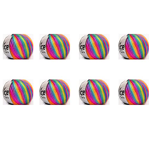 Ice Yarns Picasso Rainbow 64626 Self-Striping Multicolor Blue Purple Green Yellow Orange Pink Polyester Acrylic 50gr 125yds (Pack of 8-64626) - Pack of 8