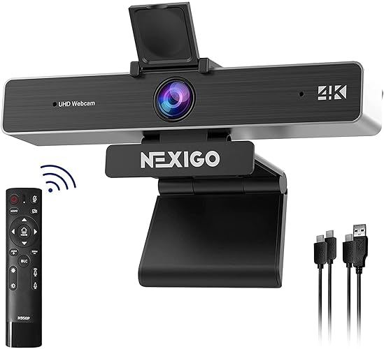 Zoom Certified, NexiGo N950P 4K Zoomable Webcam with Remote Control, Sony_Starvis Sensor, 5X Digital Zoom, Pro Web Camera with Dual Stereo Mics, for Zoom Skype Teams Twitch - Webcam 4K