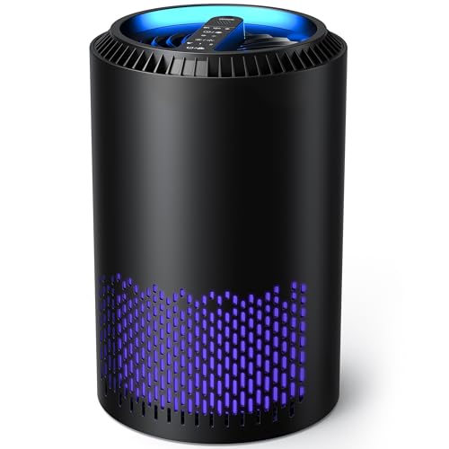 AROEVE Air Purifiers for Home, Air Purifier Air Cleaner For Smoke Pollen Dander Hair Smell Portable Air Purifier with Sleep Mode Speed Control For Bedroom Office Living Room, MK01- Black - Black