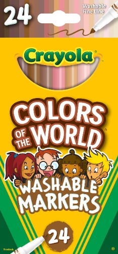 Crayola - Marcadores de colores del mundo tono de piel lavables, marcadores de línea fina ideales para colorear libros