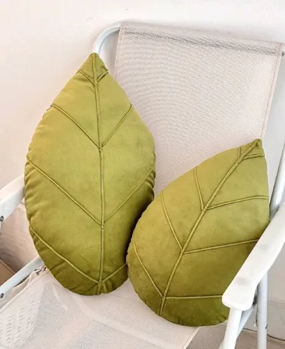 Set de almohadas en forma de hoja árbol verde cojin