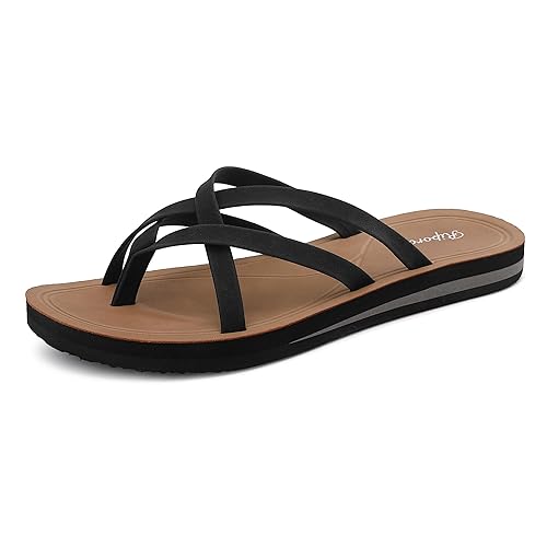 Ripord Damen Zehentrenner Flip Flops Sandalen Modischer Weicher Komfort Größe 36-41 - A Schwarz - 36 EU