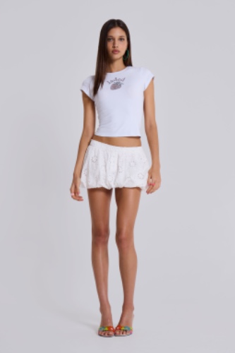White Broderie Lulu Puffball Boxer Micro Skirt | UK 10 / White