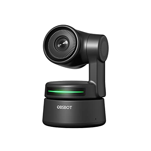 OBSBOT Tiny PTZ Webcam, AI-Tracking & AI-Framing, FHD 1080P 60fps Conference Camera Webcam, Intelligent Gesture Control, HDR Low-Light Correction, Webcam for PC, Laptop, Video Calls, Live Streaming