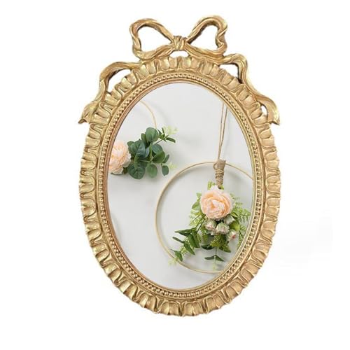 Bitray Vintage Picture Frame, 8.5" x 6" Oval Bowknot Photo Frames with Glass Front, Home Decor for Wall Haning or Tabletop Display - gold Oval Bowknot