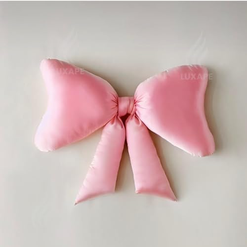 Luxape Bow Pillow - Big Bow Throw Pillow - Bow Shaped Pillow - Silky Satin - Coquette Decor - Bow Room Decor - Pink Bow Pillow - Bow Nursery Decor - Pink Room Decor - Pink