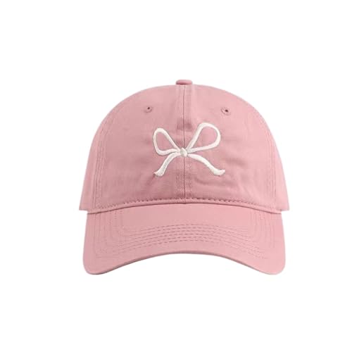 Sumleno Womens Trendy Cute Bow Baseball Cap Y2k Aesthetic Coquette Preppy Sun Cap Hiking Travel Trucker Hat Accessories - One Size - Pink