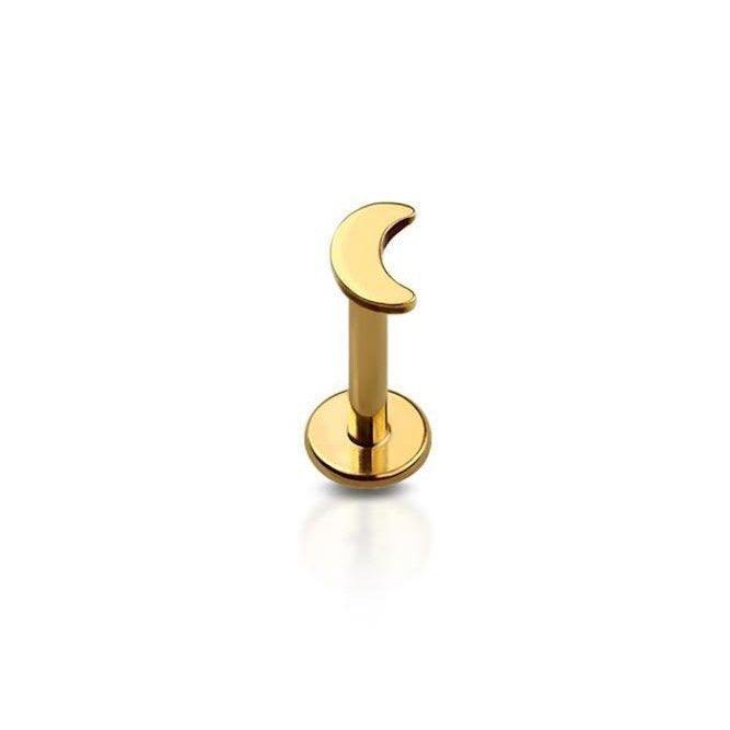 Moon Flat Back Stud | Gold