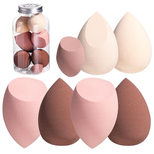 BS-MALL Makeup Sponge Set for Foundation Concealer Brown Color Pack of 7 - Brown