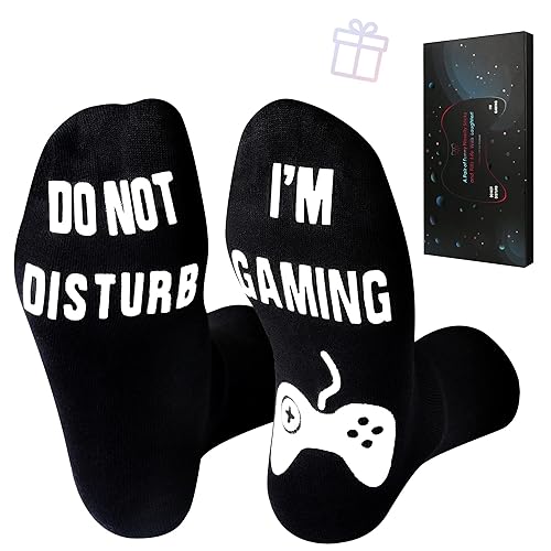 Do Not Disturb I'm Gaming Socks,Christmas Stocking Stuffers Gifts For Men,Gamer Birthday Gifts For Teen Boys,Fathers,Dad,Son - Large - Black-gaming