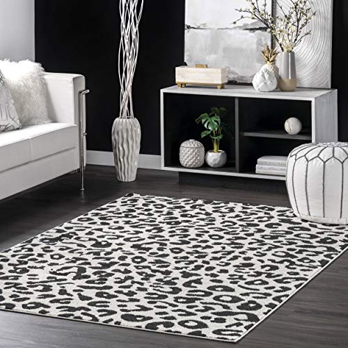 nuLOOM Annette Modern Leopard Print Area Rug - 5 ft x 7 ft 5 in Dark Grey