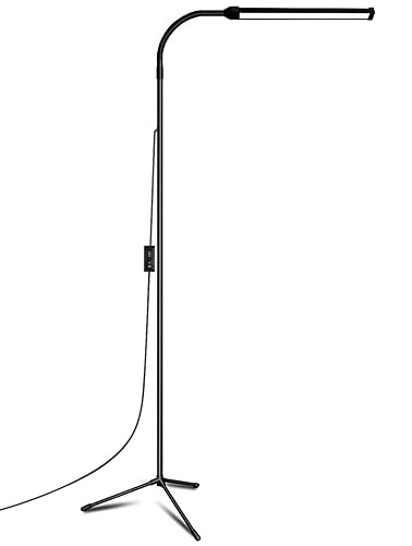 EBEST Led Floor Lamp for Eyelash Extensions Craft Task Floor Standing Light Adjustable Gooseneck Dimmable lash LED Lamp for Facial Spa Salon Makeup - Metallic Black
