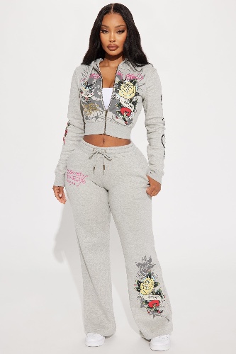 Ed Hardy Rose And Sword Sweatpant - Heather Grey | XS