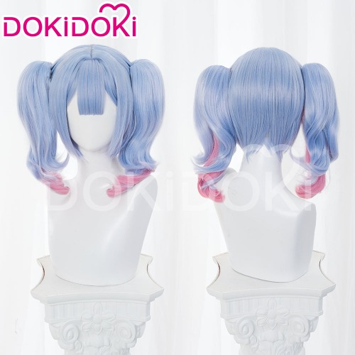 DokiDoki VSINGER Rabbit Hole Cosplay Long Curly Blue Pink  Ponytail Wig Cute | One Size-Order Processing Time Refer to Description Page