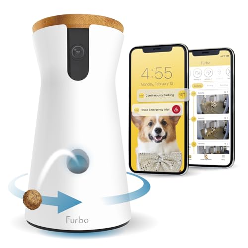 Furbo 360° Dog Camera w/Subscription [Premium Safety Package, 2023] Smart Camera Designed for Dogs, 360° View, Tracking, Treat toss, Barking Detection, Home Emergency alerts. Subscription Required - Camera w/Subscription Required
