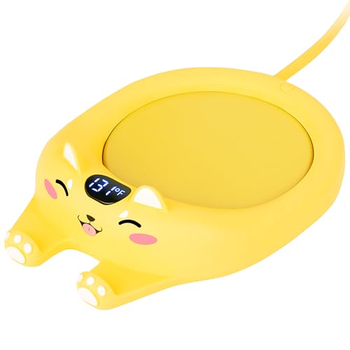 PUSEE Mug Warmer,Coffee Warmer for Desk Coffee Cup Warmer Auto Shut Off,Smart Candle Warmer with 3 Temp Settings,Electric Beverage Warmer Plate for Coffee,Cocoa,Tea,Water and Milk (Not Include Cup) - Adorable Yellow