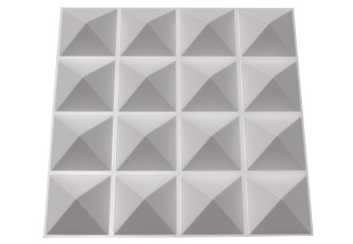 Acoustic Diffuser - PVC Sound Diffusion Panel - 4 Pack - Pyramid - White - 4 Pack