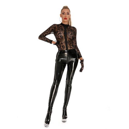 Patent Leather Catsuit Romper. - Jumpsuit / M