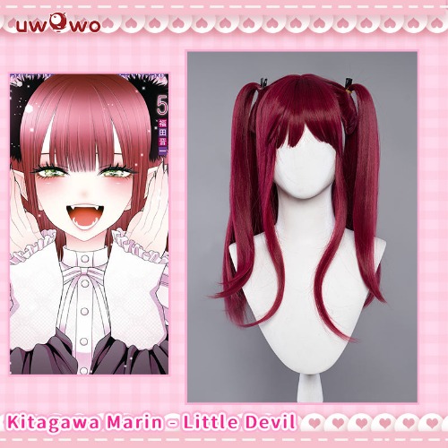 【Pre-sale】Uwowo Anime My Dress-Up Darling Marin Kitagawa Little Devil Cute Sexy Cosplay Wig Pink Long Hair