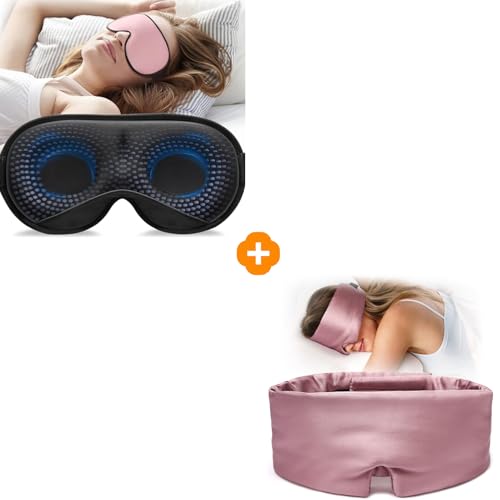 YFONG 1 Pack 3D Blocking Lights Sleeping Mask + 1 Pack Mulberry Silk Sleep Mask