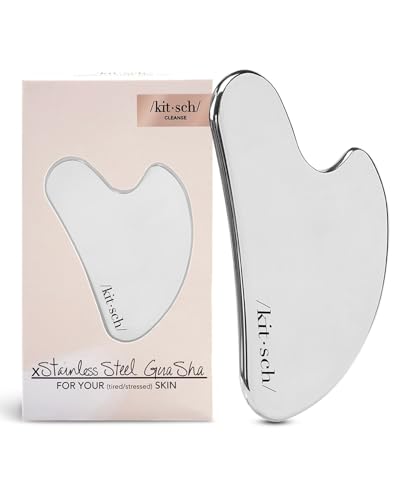 Kitsch Stainless Steel Gua Sha Facial Tools, Lymphatic Drainage Massager for Face, Chin & Jawline Sculpting, Body Guasha Tool for Muscle Tension, Manual Massage Stick for Skin Care Gifts for Mom Women