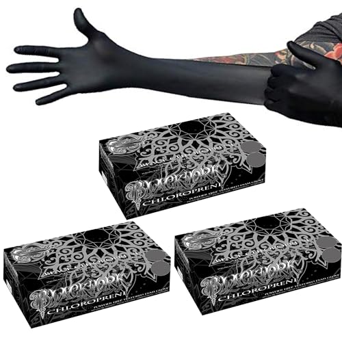 Blackwork Worldwide Chloroprene Medical Exam Gloves for Tattoo, Medical, Dental Professionals, 1000ct-Case, 100ct-Box - Medium - 3