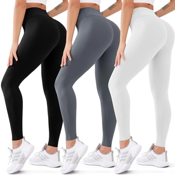 3 Pack High Waisted Leggings for Women Butt Lift Tummy Control Yoga Pants Non See-Through Workout Running Pants
