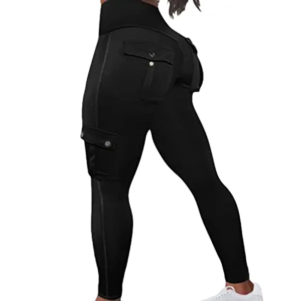 Butt Lifting Leggings with Flap Pockets Workout Cargo Leggings for Women High Waist Tummy Control Running Yoga Pants