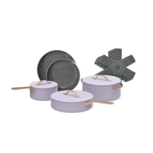 Beautiful 12pc Ceramic Non-Stick Cookware Set Lavender