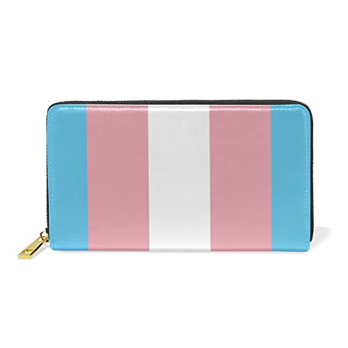 LGBT Pride Rainbow Flag Long Wallet, Zippered Coin Purse, PU Leather Clutch Wallet - Transgender Pride Flag