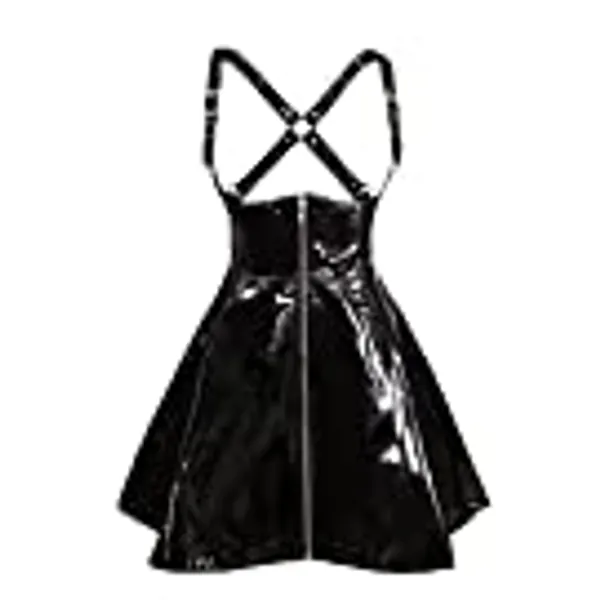Bslingerie Women Wetlook Black PVC Club Dress