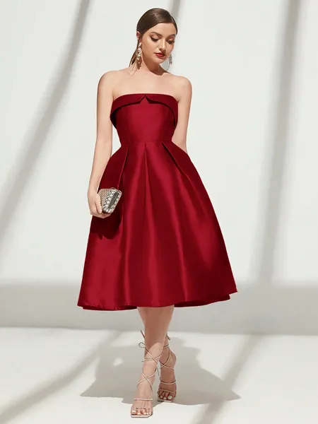 SHEIN Belle Strapless Satin Formal Evening Gown