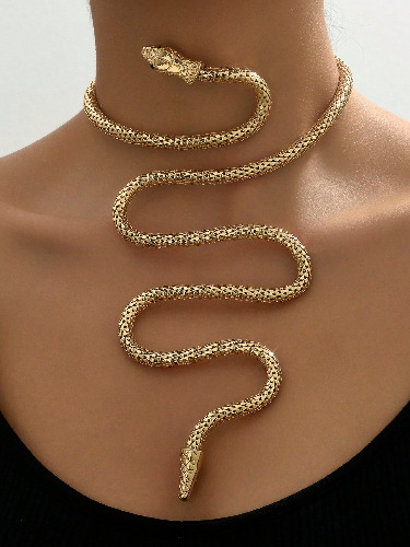 1pc Autumn/Winter Metallic Snake Coiled Necklace